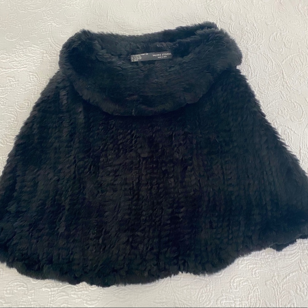 Valerie Stevens Real Fur Black Circular Cape